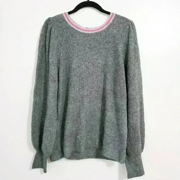 Halogen Grey Dark Heather Blouson Sleeve Sweater - Picture 2 of 9
